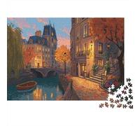 Calle romántica a orillas del río en París Rompecabezas para Adultos || 38x26cm/1000pcs Juegos Educativos De Decoración del Hogar
