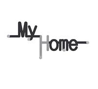 CalleaDesign - Perchero de pared para entrada con 5 perillas. Modelo MyHome, 86,5 x 36,5 cm. Color negro y aluminio.