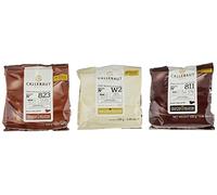 Callebaut 3 x 400g Bundle - Cobertura de Chocolate con Leche, Negro & Blanco Belga - Finest Belgian Chocolate (Callets) Lote de 3 x 400g