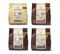 Callebaut 4 x 400g Bundle - Cobertura de Chocolate con Leche, Negro & Blanco Belga - Finest Belgian Chocolate (Callets) Lote de 4 x 400g