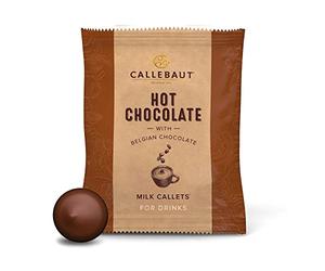 Callebaut Hot Chocolate Milk Callets, leche entera de chocolate para mezclar en leche, 33,6% de cacao, 25 x 35 g en dispensador.