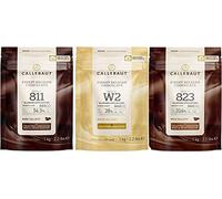 Callebaut, leche, oscuros y blancos chips de chocolate (3 x 1kg Bundle)