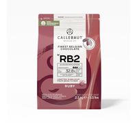 Callebaut Ruby Chocolate Callets RB2 - 2,5 kg | Chocolate rosa | 32,8% cacao | Afrutado y picante