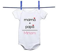 Calledelregalo Body para bebé o camiseta infantil personalizado - Body 'Mamá + papá' con su nombre - Regalo original body o camiseta con nombre