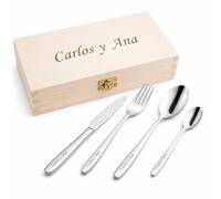 CALLEDELREGALO Cubertería Personalizada Grabada - Set de Cubiertos con Nombre | Regalo Original para Bodas, Comuniones y Aniversarios | Acero Inoxidable
