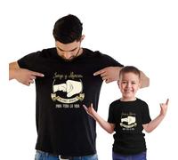 CALLEDELREGALO Pack Personalizado Camiseta Padre e Hijo/a con Nombres - Conjunto Negro de Algodón 100% para Papá y Bebé (Body o Camiseta Infantil) - Regalo Original Día del Padre, Cumpleaños