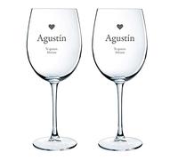 Calledelregalo Regalo Personalizado: Copas de Vino personalizadas ‘corazón’ con Nombre y Firma grabado, un regalo único y especial