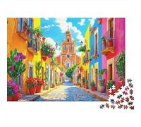 Callejón Centro Histórico Colorido Puzzle de 1000 Piezas Papel para Adultos Arquitectura Calle Puzzle para Toda la Familia Relajación Regalo 38x26cm/1000pcs