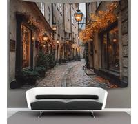 Callejones europeos, el encanto de los pueblos antiguos Tapiz Colgar En La Pared, Wall Tapestry, Para Decoración De Dormitorio, Celebración De Fiesta De Cumpleaños O Fondo De Jardín 150cmx200cm