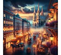Calles de la Ciudad Castillos Puzzle de 70 Piezas,16x16 cm Rompecabezas DIY,Entretenimiento Creativo,Rompecabezas para Adultos,Juego de Habilidad para Toda la Familia