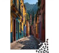 Calles mexicanas Edificios Coloridos Rompecabezas Puzzle,38x26cm/1000pcsAdulto Juego EduGatoivo Decoración del Hogar
