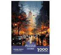 Calles urbanas húmedas Rompecabezas Imposible,desafío para Adultos Interesante Entretenimiento Creativo 1000 Piezas Obra De Arte De Juego De para Adultos Y Niños A Partir De 12 Años 38x26cm/1000pcs