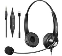 Callez Auriculares de 3,5 mm con micrófono con cancelación de ruido para teléfono celular, PC, laptop, auriculares estéreo para computadora para iPhone, Samsung, Mac, centro de llamadas, oficina,
