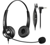 Callez Auriculares de teléfono con micrófono con cancelación de ruido y control de volumen, auriculares de teléfono de oficina de 2.5 mm compatibles con Panasonic AT&T ML17929 Vtech Uniden Cisco