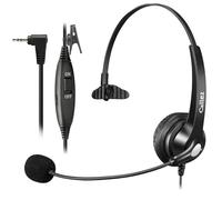 Callez Auriculares de teléfono de 2,5 mm con micrófono con cancelación de ruido e interruptor de silencio, auriculares para teléfono de oficina compatibles con Panasonic VTech AT&T ML17929 Cisco SPA