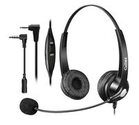 Callez Auriculares inalámbricos para teléfono con micrófono con cancelación de ruido y controles de volumen, auriculares de teléfono de 2.5 mm compatibles con Panasonic VTech AT&T Cisco SPA Uniden RCA