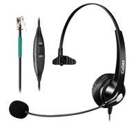 Callez RJ9 Polycom - Auriculares de teléfono con micrófono con cancelación de ruido y controles de volumen, auriculares mono para oficina compatibles con teléfonos fijos Polycom VVX250 VVX400 VVX410