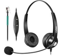 Callez RJ9 Polycom - Auriculares de teléfono con micrófono con cancelación de ruido y controles de volumen, auriculares de teléfono para oficina compatibles con teléfonos fijos Polycom VVX250 VVX400