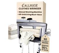 Calliger Manivela Ropa escurridor 14 "Rodillos - más Espacio para escurrir Que Cualquier Otra Marca | Manual Off Grid lavandería Lavadora Ropa, Toallas, Color Beige, baldosas para Juntas esponjas