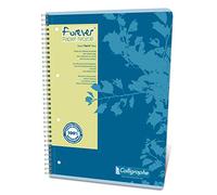 Calligraphe 17427C Set de 5 Cuadernos Espiral Forever Blue - A4+ 22,5x29,7 cm - 160 Páginas Cuadrados Pequeños con Margen - 100% Papel Reciclado 70 g - Tapa de Cartón Reciclado