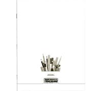 Calligraphe 18155C - Un cahier piqué de papier dessin (gamme 8000 de Clairefontaine) 96 pages 24x32 cm 90g unies blanches, couverture polypro (plastique), incolore
