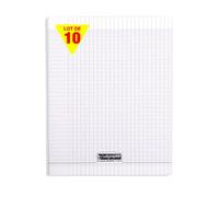 Calligraphe 18199C Juego de 10 cuadernos grapados incoloros (una marca de Clairefontaine) - 24x32 cm - 96 páginas cuadradas grandes - Papel blanco de 90 g - Cubierta de polipropileno transparente