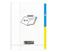 Calligraphe 18221C - Cuaderno grapado con 2 índices incoloros (una marca de Clairefontaine) - 17 x 22 cm - 96 páginas grandes azulejos - Papel blanco 90 g - Cubierta de poliuretano transparente