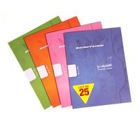 Calligraphe 505Cpack - Lote de 25 cuadernos de escritura (una marca de Clairefontaine) - 17 x 22 cm - 32 páginas doble línea 3 mm Interline vertical 70 g - Cubiertas para tarjetas de colores surtidos