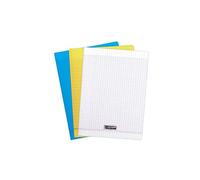 Calligraphe ES 182390AMZC Lot de 3 Cahiers Agrafés (une marque de Calligraphe) - 24x32 cm - 140 Pages Grands Carreaux - Papier Blanc 90 g - Couverture Polypro Transparent (Bleu, Jaune, Incolore)