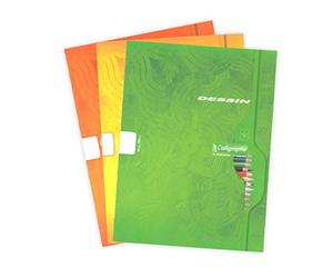 Calligraphe ES 553C - Un cahier de dessin (gamme 7000 de Calligraphe) 16 pages 24x32 cm 120g unies blanches, couverture carte offset, couleur aléatoire