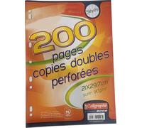 Calligraphe ES 9223c - Un paquete de copias dobles perforadas en papel de aluminio - A4 21x29,7 cm - 200 páginas Azulejos grandes -90 g - Para carpeta 32x26 cm mínimo