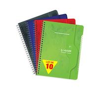 Calligraphe Libretas de alambre, 17 x 22 cm, cuadradas, 90 hojas, 70 g, colores surtidos, paquete de 10