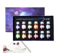 Calligraphy Glass Pen - instrumento de escritura de vidrio hecho a mano, set vibrante | Exquisito kit de pluma de inmersión con tintas coloridas, regalo premium de cola larga para cumpleaños, vacacion