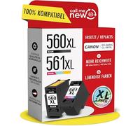 callmenew Cartuchos de tinta 560XL y 561XL - Compatible con Canon 560 561 XL (PG-560XL negro y CL-561XL color) - XL Alcance, chip inteligente, repuesto para PIXMA TS5350i TS7450i TS5300 - Pack de 2