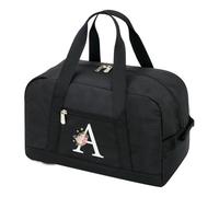 CALLPIONEER Bolsa pequeña de gimnasio para mujer, estilo carta, bolsa de lona pequeña para viajes, deportes, bolsa de transporte, color negro, Negro -, Letra A