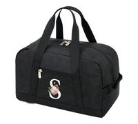 CALLPIONEER Bolsa pequeña de gimnasio para mujer, estilo carta, bolsa de lona pequeña para viajes, deportes, bolsa de transporte, color negro, Negro -, Letra S