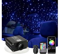 Callsky 16 W RGBW Twinkle&Sound LED Fibra Óptica Star Techadores Kit,600 pcs*0.03in *13.1ft cable, LED coche fibra óptica luz para coche/techo, música + app + mando a distancia + Bluetooth