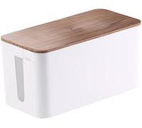 Callstel Cubiertas de Suelo para Cables - Caja de Cable: Caja de Cable pequeña, 23 x 11,5 x 12 cm, Aspecto de Madera de Nogal con Patas de Goma (Carpeta de Cables, Caja de Cable diseño)