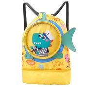 CALLYSONIC Bolsa de natación para niños, bolsa de baño para niños con gran capacidad y cordón, mochila de natación con separación seca y húmeda, impermeable