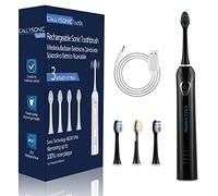 CallySonic Cepillos de Dientes Electricos Sónico Adultos, H31 Serie Cepillo Electrico Sónico con 4 Cabezales, 3 Modos de Limpieza, Carga Rápida y Utilizar por 60 Días, 48000VPM, Negro