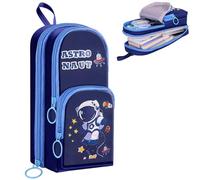 CALLYSONIC Estuche de 3 compartimentos de gran capacidad con asa de transporte, bonito estuche para niñas, niños, estuche escolar con suficiente espacio de almacenamiento, azul-1, Nomal