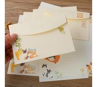 CALLYSONIC Sobres y papel de carta, sobre papel de carta, papel de carta con sobre, papel transparente blanco, con membrete impreso con un gatito jugando, hojas plegables transparentes