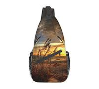 Calm Coastal Scene Cool Grey Baseball Sling Bag, Mochila de Hombro Paquete de Pecho Causal Crossbody Daypack para Mujeres Hombres Senderismo Viajes