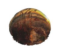 Calm Coastal Scene - Gorro de ducha con doble banda elástica impermeable con orejas con volantes, para cocina, a prueba de aceite, se puede reutilizar