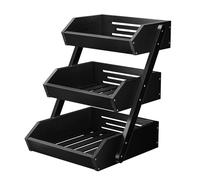 CALM COZY Soporte de bambú para Cesta de Frutas, 3 Niveles Estante para Frutas,Cesta de Almacenamiento de Pan, Soporte para Verduras para encimera de Cocina, Negro