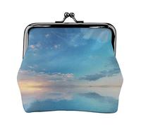 Calm Ocean At The Sunset Print Monedero pequeño Kiss-Lock Bolsa de Cuero Cambiar Billetera Regalos para Hombres Mujeres