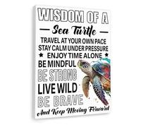 Calm & Steady Sea Turtle Art - Inspirational Ocean Theme Canvas Print, Motivational Wall Decor for Meditation Space, Home Office, Bedroom (Unframed,16x24inch(40x60cm))