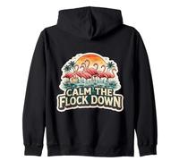 Calm The Flock Down Cool Flamingo Cita Diciendo Frase Broma Sudadera con Capucha