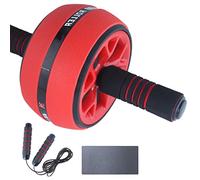 Calma Dragon CDR2e1 Rueda Abdominal, Rodillo Abdominales AB Wheel, Rodillo, Set de Ejercicio en Casa 2 en 1, Cuerda de Saltar, Gimnasio Fitness en el Hogar, Juego de Ejercicio (Rojo)