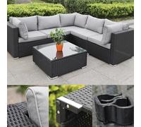 Calma Lux® Juego de muebles de jardín para 3 - 7 personas, muchos modelos, incluye cojines extra gruesos, muebles de salón al aire libre, conjunto de asientos, juego de comedor, color negro